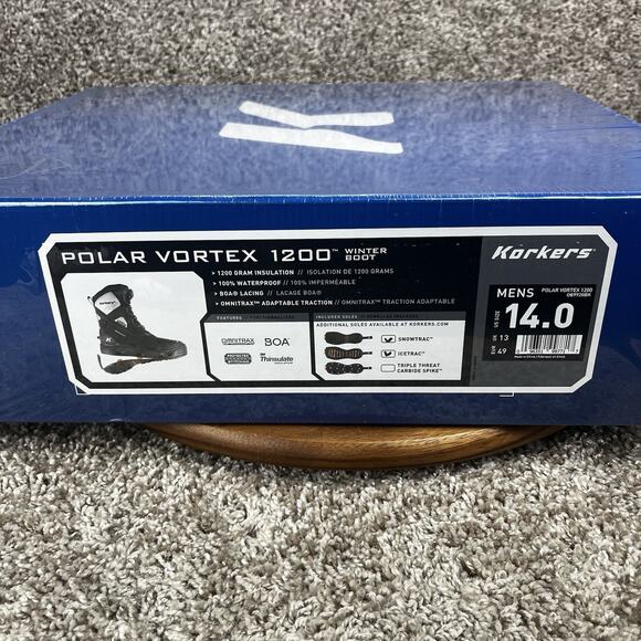 KORKERS Polar Vortex 1200 With SnowTrac Sole Men’s 14 Black/Silver Boot OB9920BK - Picture 5 of 6